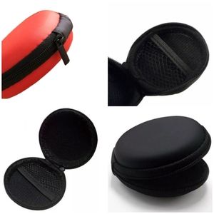 2 Small Earbud Protectors Zipper Coin Change Key Makeup Holder Black Red Case